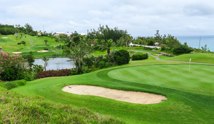 Lush landscaping on a golf course showcasing the green in Bermuda