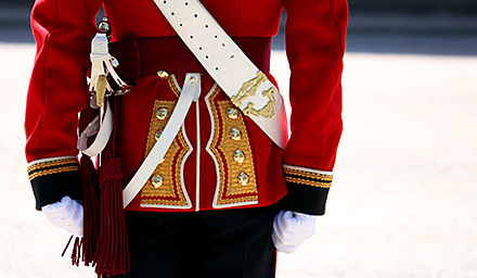 A frontal view of a London security officer