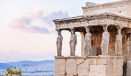 Ancient ruins and columns in Greece